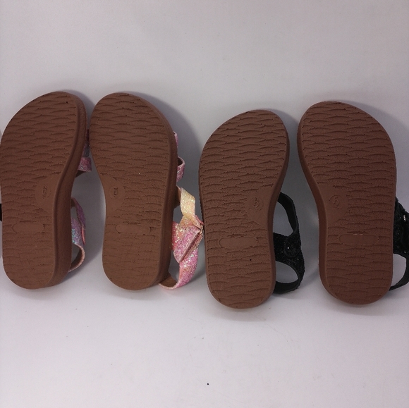 2 Pairs Mini Moda Velcro Glitter Sparkle Strappy Sandals - Picture 4 of 7